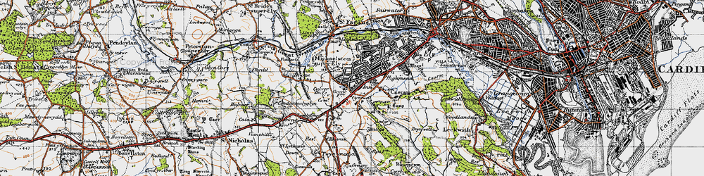 Old map of Cyntwell in 1947