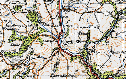 Old map of Cynwyl Elfed in 1946