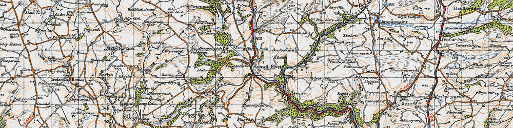 Old map of Cynwyl Elfed in 1946