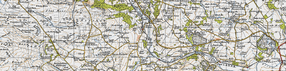 Old map of Dacre Banks in 1947