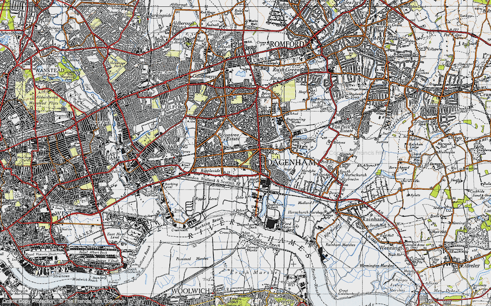 Old Map of Dagenham, 1946 in 1946