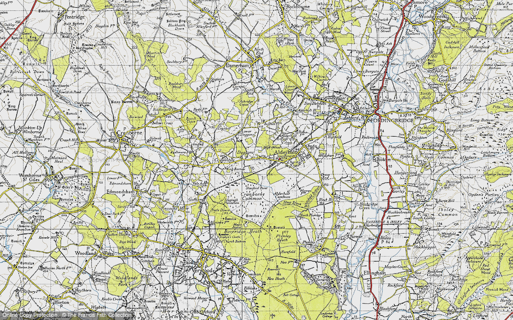 Old Map of Historic Map covering Alderholt Park in 1940
