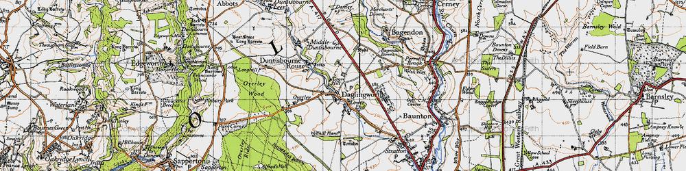 Old map of Daglingworth in 1947