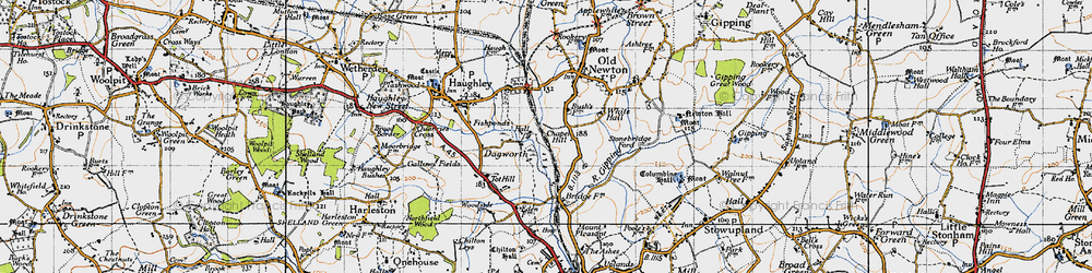 Old map of Dagworth in 1946