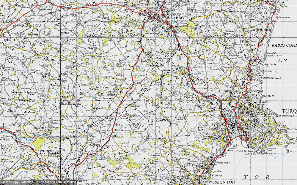 Old Map of Historic Map covering Brownscombe Hill in 1946
