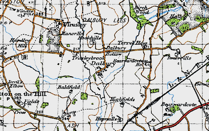 Old map of Dalbury in 1946