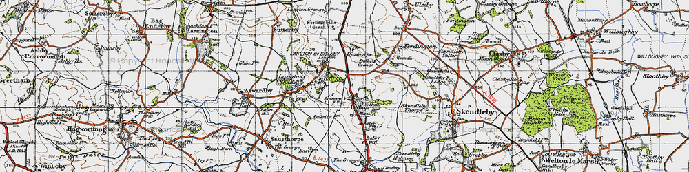 Old map of Dalby in 1946