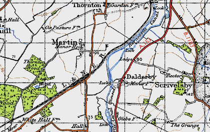 Old map of Dalderby in 1946