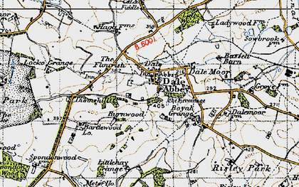 Old map of Dale Abbey in 1946