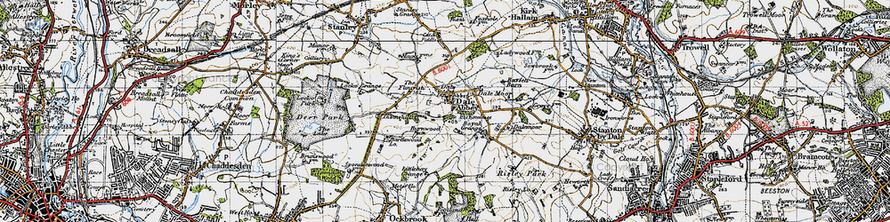 Old map of Dale Abbey in 1946