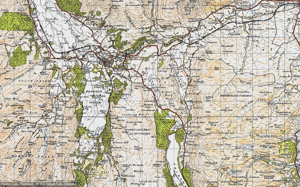 Old Map of Historic Map covering Bleaberry Fell in 1947