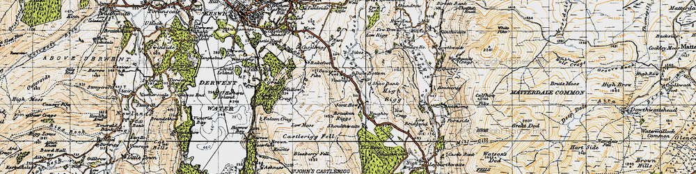 Old map of Bracken Riggs in 1947