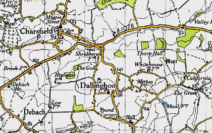 Old map of Dallinghoo in 1946