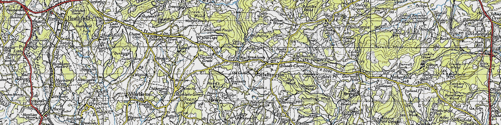 Old map of Dallington in 1940