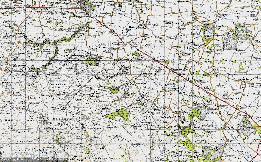 Old Map of Historic Map covering Burdey's Gill in 1947