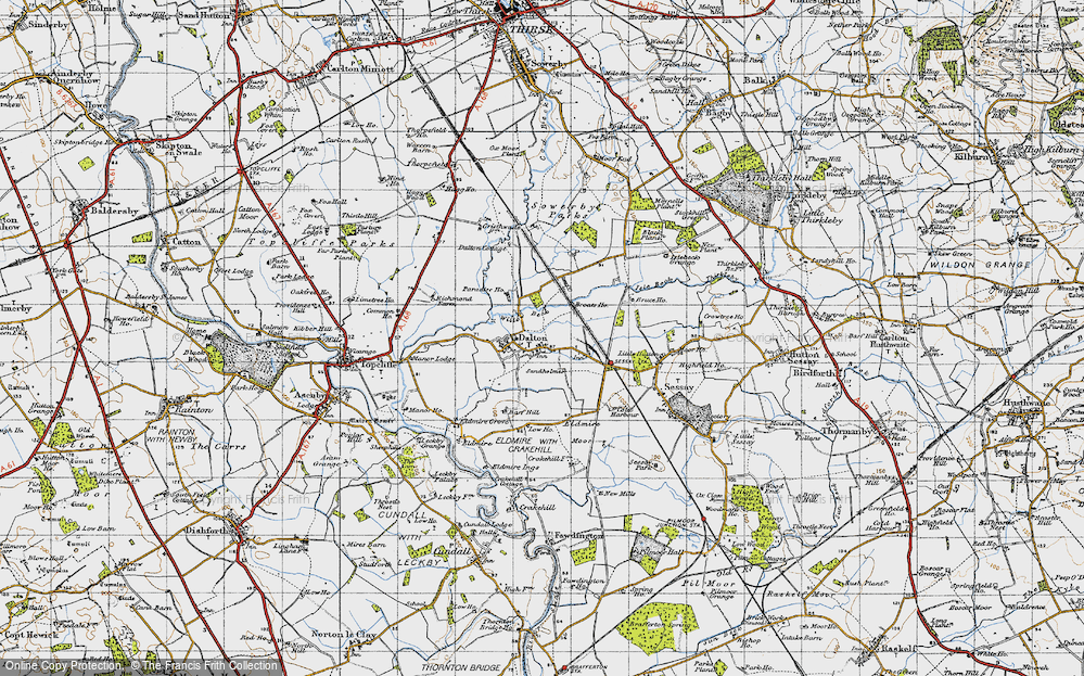 Old Map of Historic Map covering Sowerby Parks in 1947