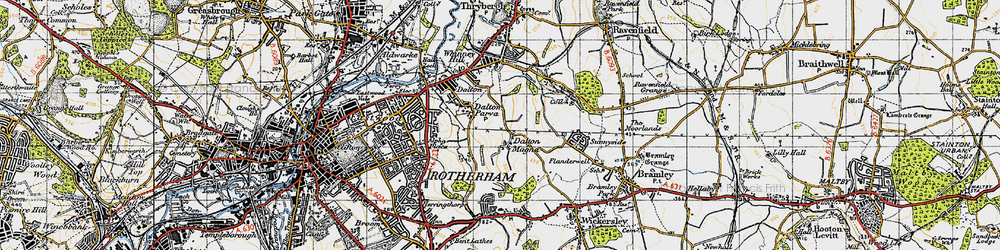 Old map of Dalton Magna in 1947