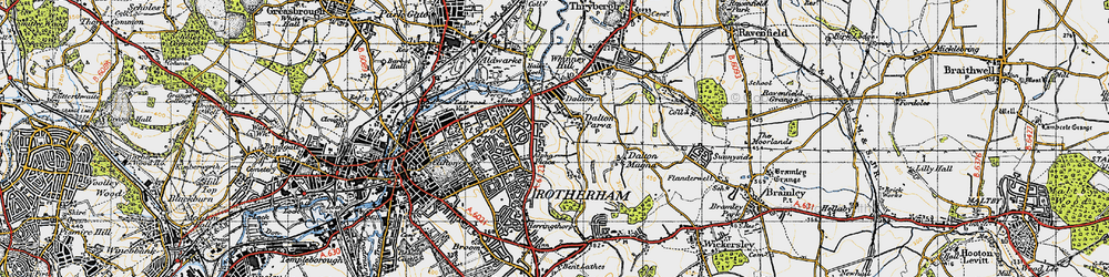 Old map of Dalton Parva in 1947