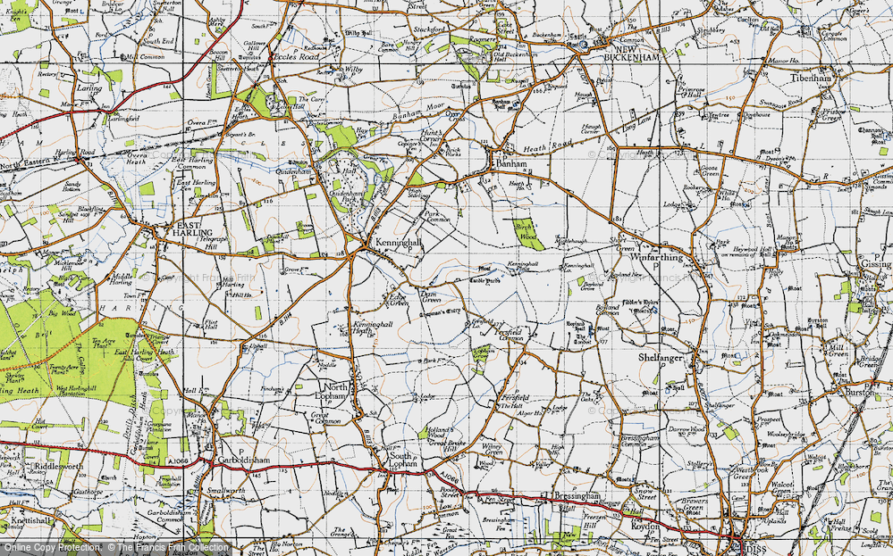 Old Map of Historic Map covering Fersfield Lodge in 1946