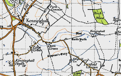 Old map of Dam Green in 1946
