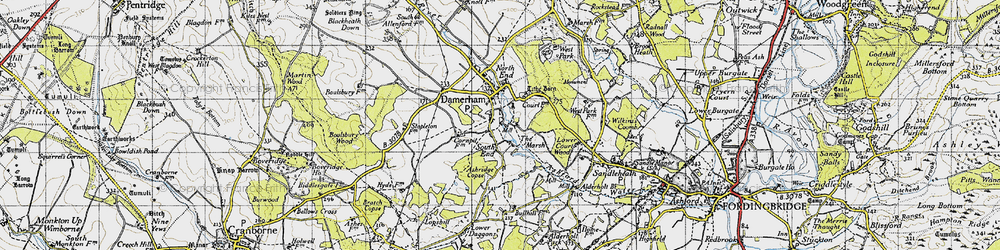 Old map of Damerham in 1940