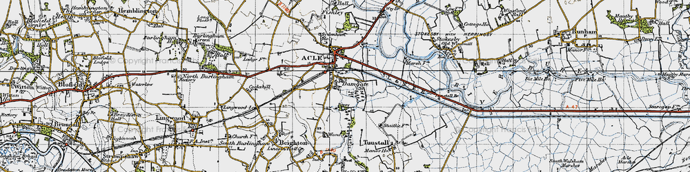Old map of Damgate in 1945