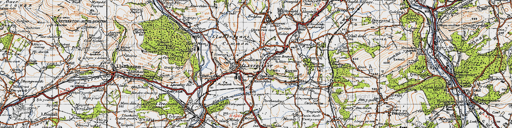 Old map of Dan Caerlan in 1947