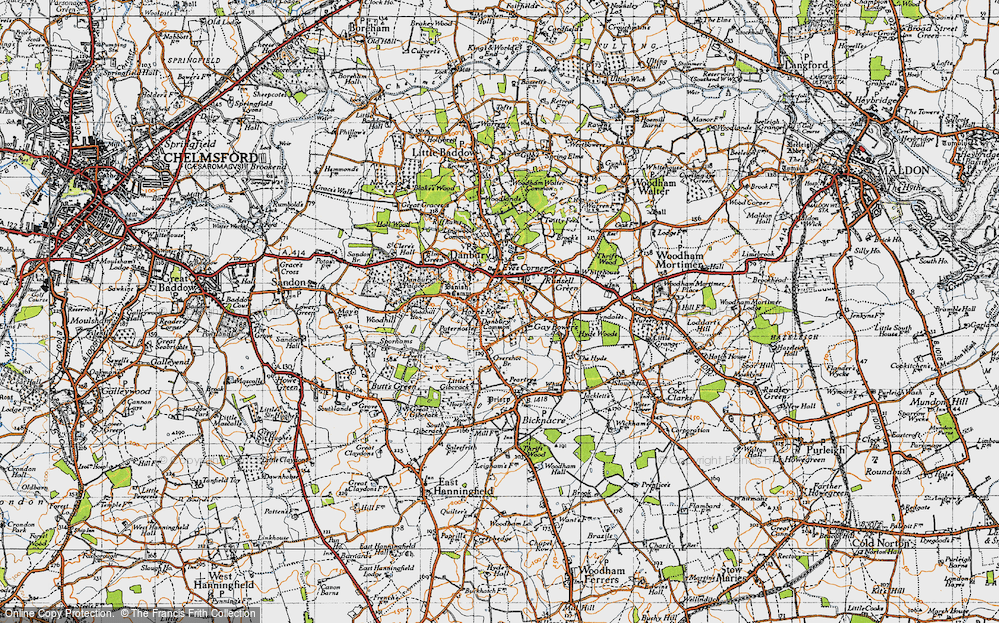 Old Map of Danbury Common, 1945 in 1945