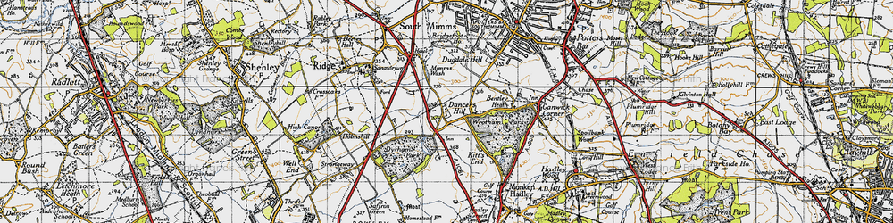 Old map of Dancers Hill in 1946