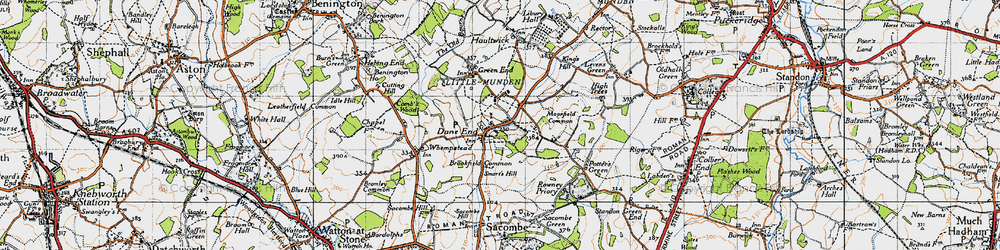 Old map of Dane End in 1946