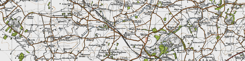 Old map of Danemoor Green in 1946