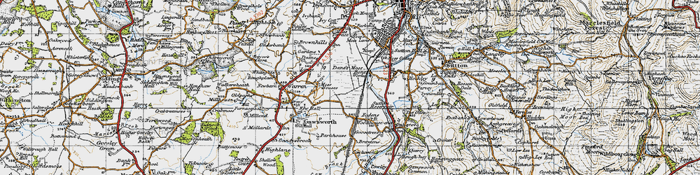 Old map of Danes Moss in 1947