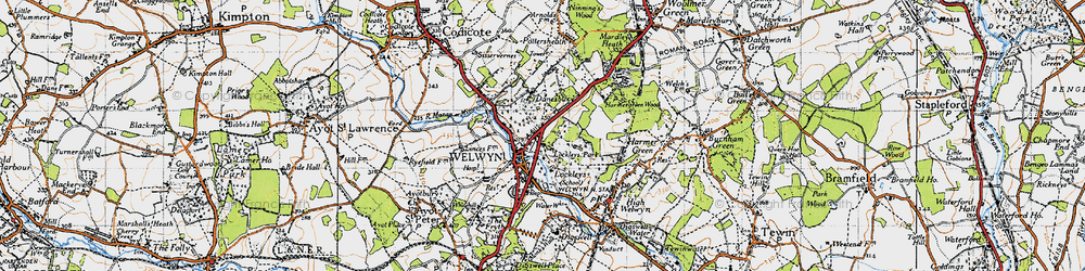 Old map of Danesbury in 1946