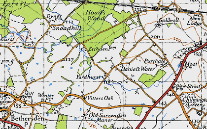 Old map of Daniel's Water in 1940