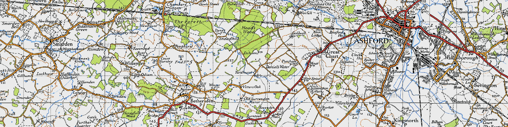 Old map of Daniel's Water in 1940