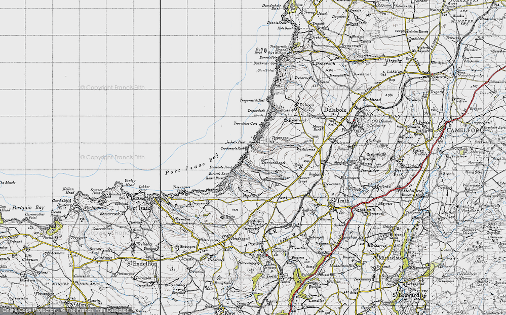 Old Map of Historic Map covering Barrett's Zawn in 1946