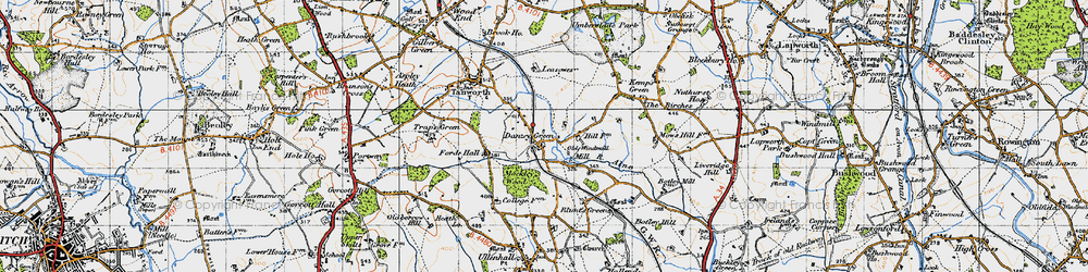 Old map of Danzey Green in 1947