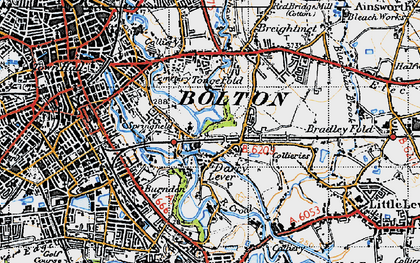 Old map of Darcy Lever in 1947