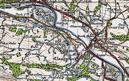 Old map of Dardy in 1947