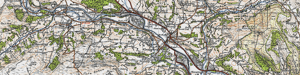 Old map of Dardy in 1947