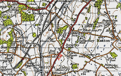 Old map of Daresbury in 1947