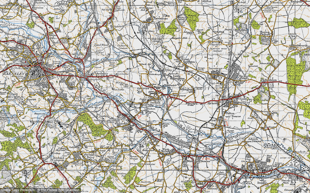 Old Map of Darfield, 1947 in 1947