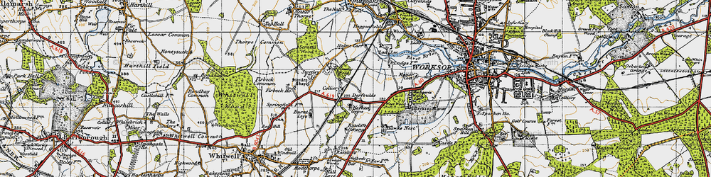 Old map of Worksop Manor in 1947
