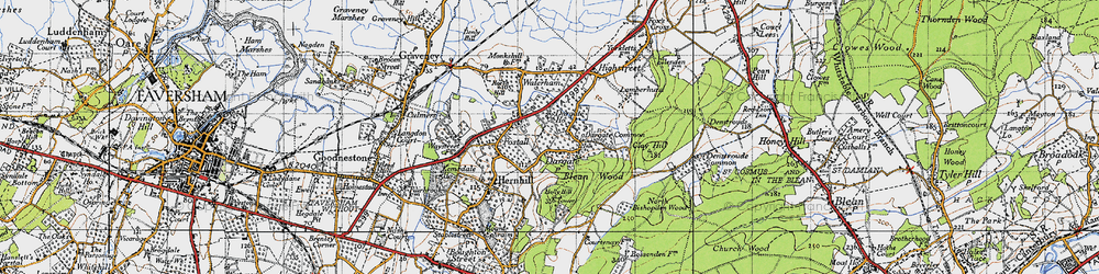Old map of Dargate in 1946