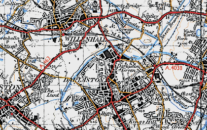 Old map of Darlaston Green in 1946