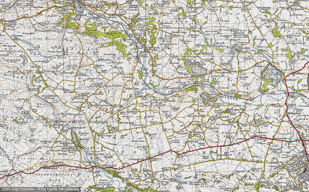 Old Map of Historic Map covering Nidd Valley in 1947