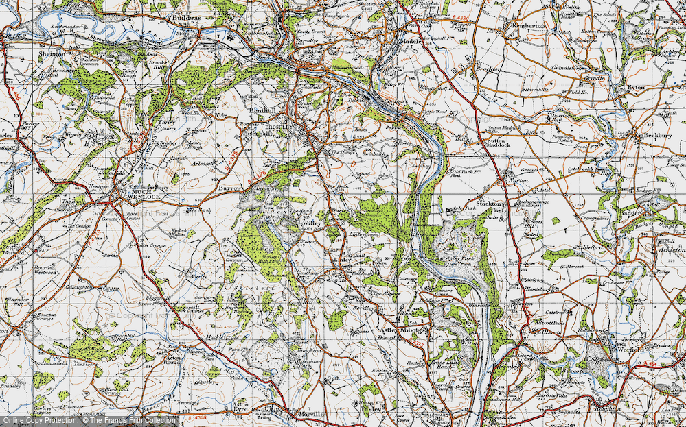 Old Map of Historic Map covering Bradley's Coppice in 1947