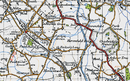 Old map of Darley Green in 1947