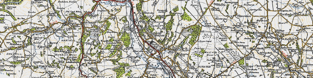 Old map of Black Hill in 1947