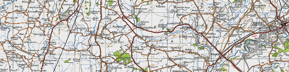 Old map of Darliston in 1947